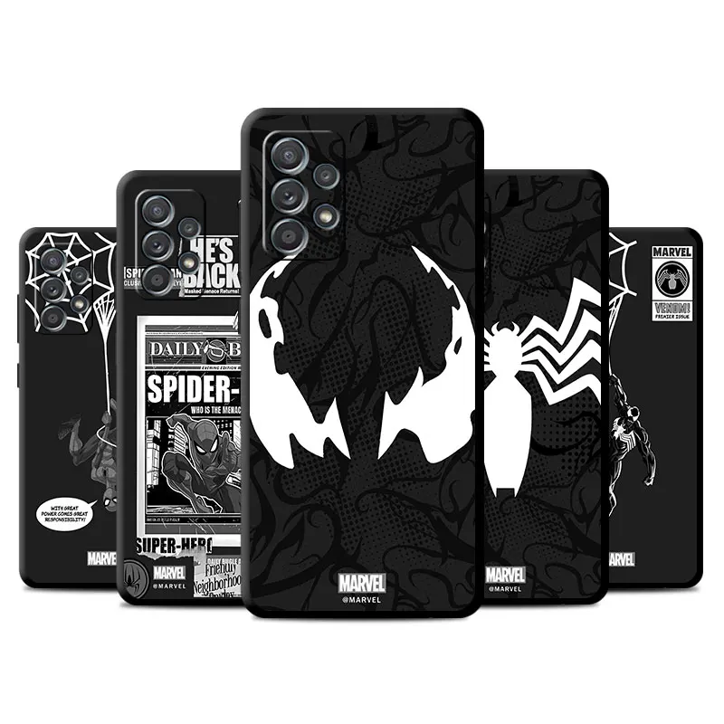 Phone Case Back for Samsung A34 A13 A70 A31 A24 A55 A71 A22 A15 A50 A12 A32 A34 A52s TPU Soft Cover Spiderman Venom Eye Marvel H