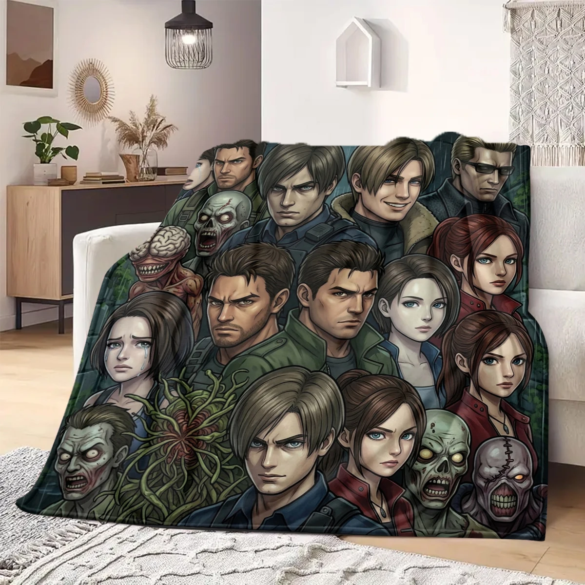 Resident Evil Flannel Blanket Charming Design Fit For Bedroom Sofa Bed Chair Travel Picnic -HE46