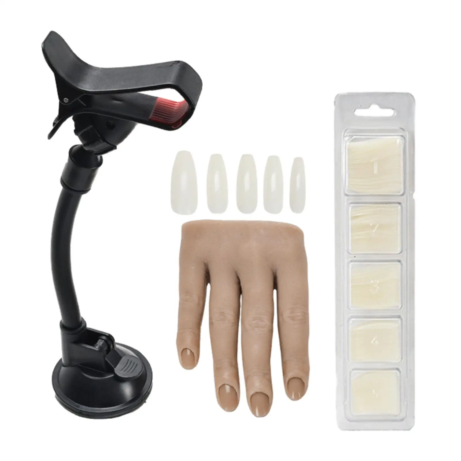 Nail Pratice Training Hand with Clip Stand Display Props Practice Hand for Acrylic Nails Photo Props Shop Decoration Hands Props