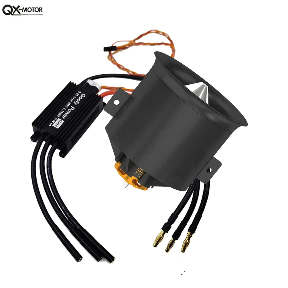 QX-Motor 70mm EDF and 100A esc12-Blade Multi-Blade Fan Brushless Motor 2200KV  6S For RC Airplane Model Drone Accessories