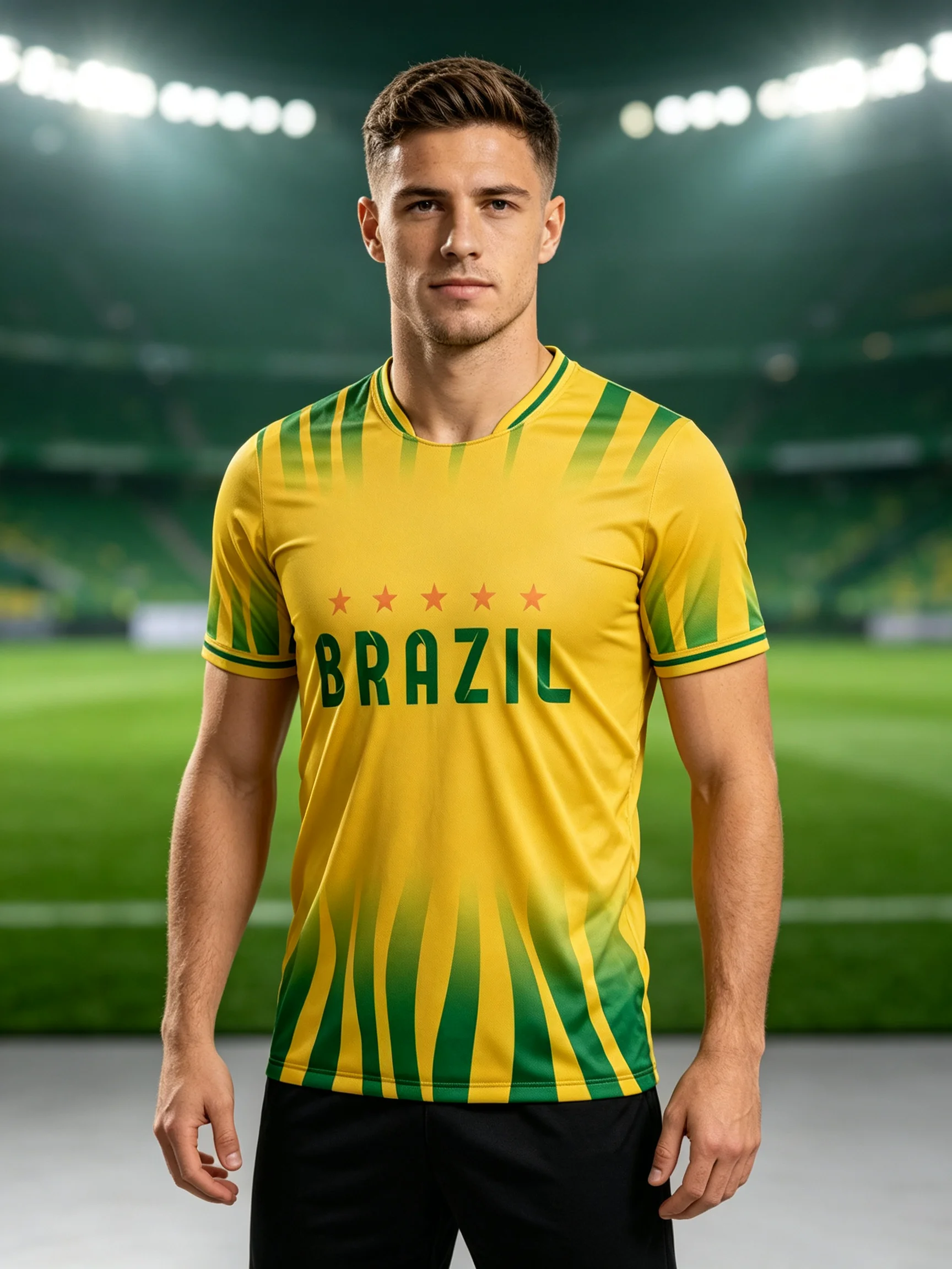 Five‑star themed pro competition soccer jersey with sleek cut, durable quality fabric with six optional collar silhouettes