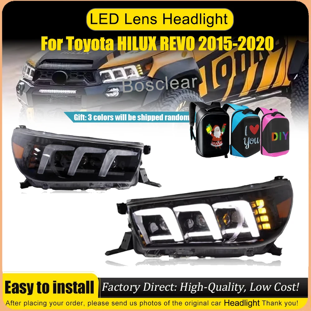 

LED Headlight Assembly for Toyota Hilux Revo Recco VIGO 2015-2020 Car Accessories Headlamp Star Racing Streamer Turn signal Lamp