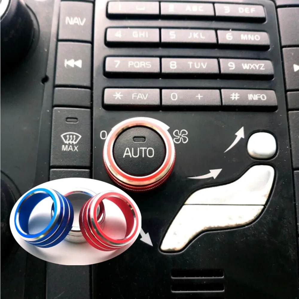 Aluminium Alloy Car Centre Console Air Conditioning AUTO Knob Ring Trim Cover For VOLVO V40 S60 V60 XC60 S80 Auto Accessories