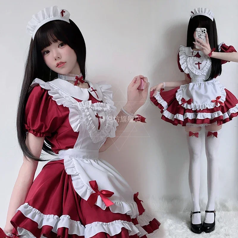 SN88 Maid Cosplay uniforme de Lolita Cruz gótica Laurie Halloween ropa para adultos Disfraz de Anime Vestido suave para niña Disfraz Anime Vestid