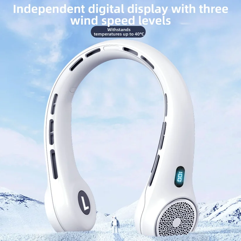 New Bladeless Fan, A Lazy Mute, Large Capacity Portable Digital Outdoor Fan That Can Be Hung Around The Neck