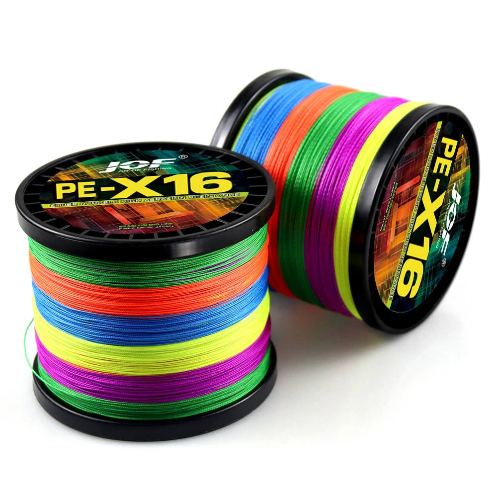 JOF 16 Strands 1000M Hollow Core PE Braid Extreme Strong Japan Braided Fishing Line 25LB-200LB Fishing Main Line for Saltwater