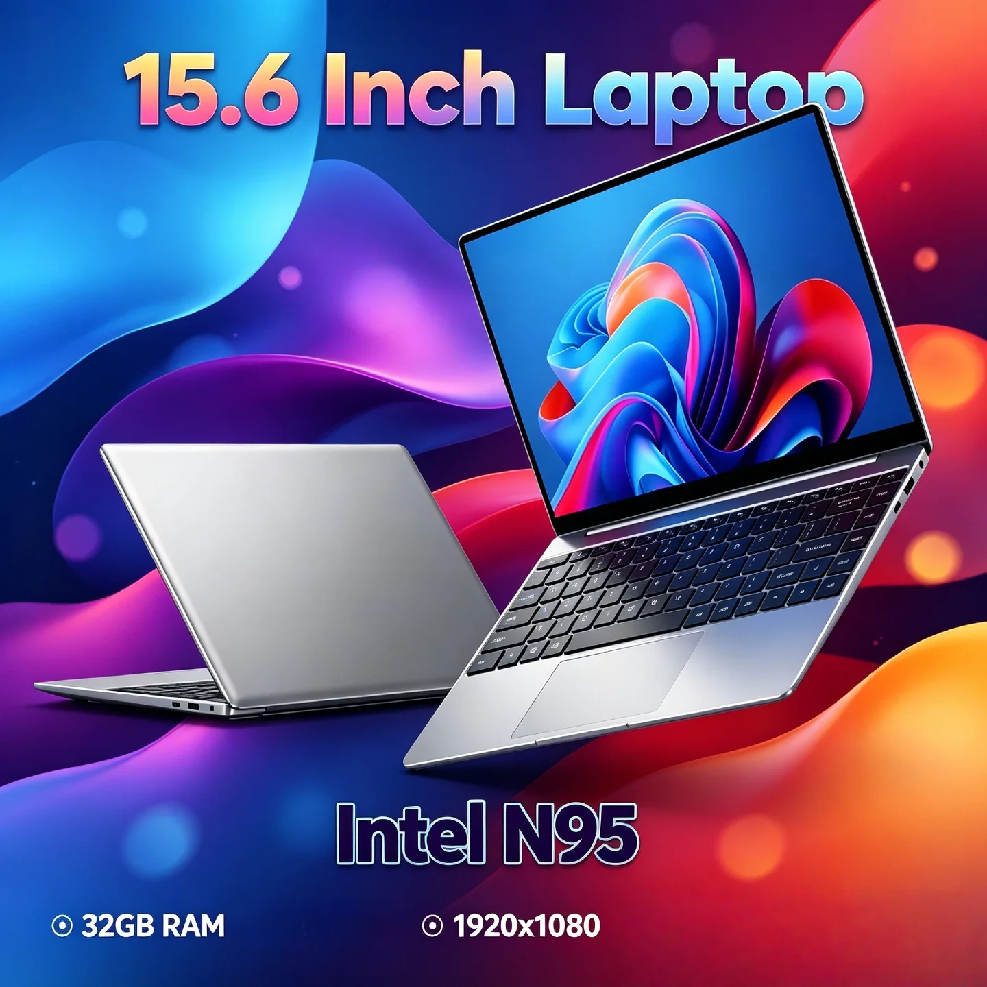 Intel N95 Office Gamer Notebook 32GB DDR4 2TB SSD 15.6 Inch Portable Laptop 7500mAh 2026 Backlit Fingerprint Pro Unit