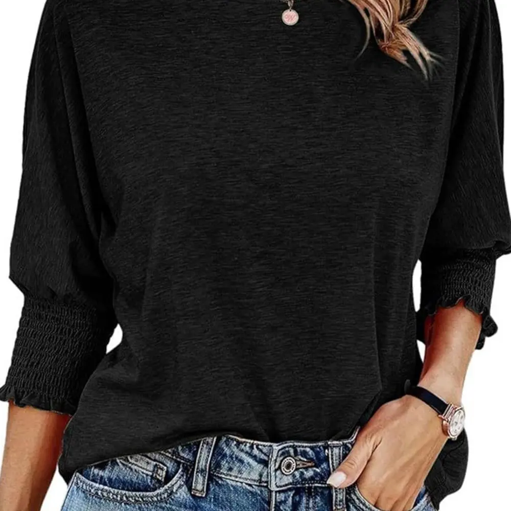 T-shirt ample à manches longues et col rond pour femme, nouvelle mode d'été, grande taille, Style européen et américain