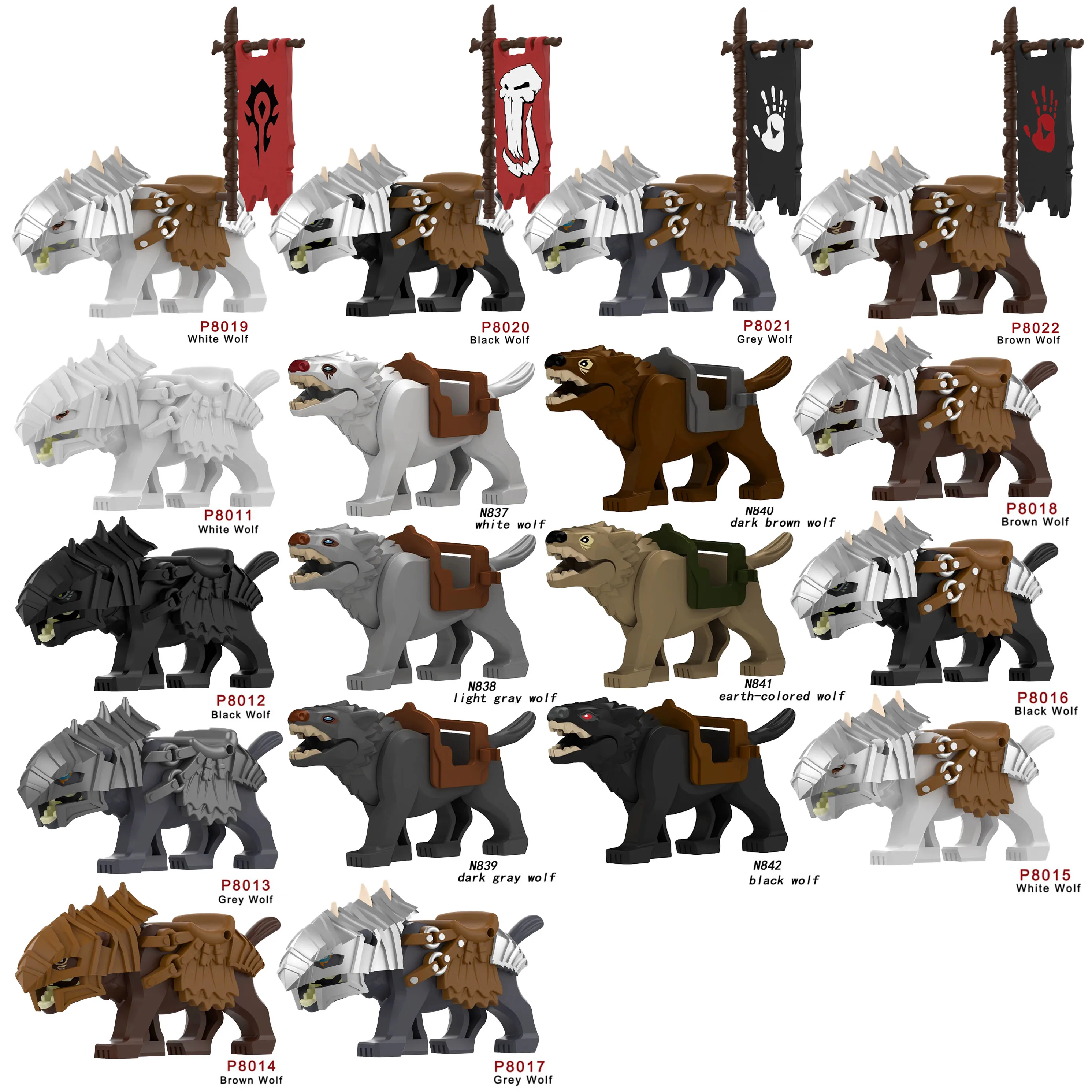 MOC Wolf Mount Bausteine Krieg Tiere Krieger Soldaten Zubehör Ziegel Spielzeug
