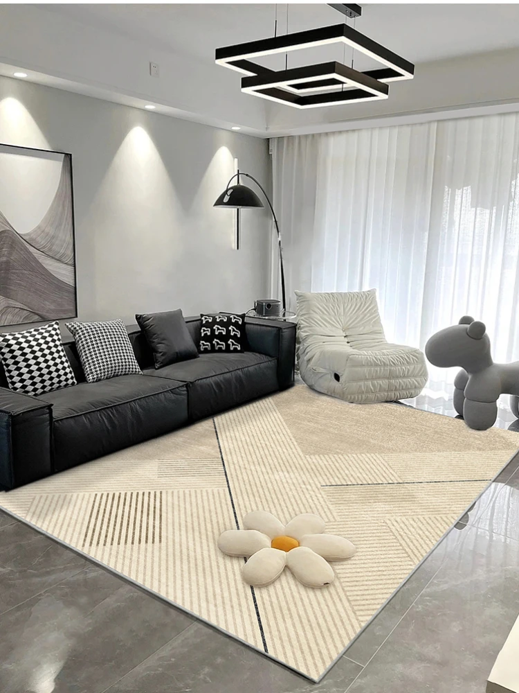 

Creative Stripe Geometric Gray Carpet Abstract Art Living Room Carpets Easy Clean Carpet Comfortable No Maintenance Bedroom Rugs