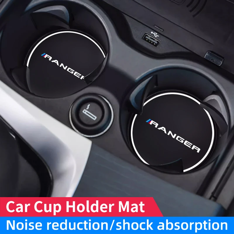 

2Pcs Car Cup Mat For Ford Ranger T9 T7 T1 Raptor Car Round Door Groove Mat Silent Non-Slip Auto Interior Accessories