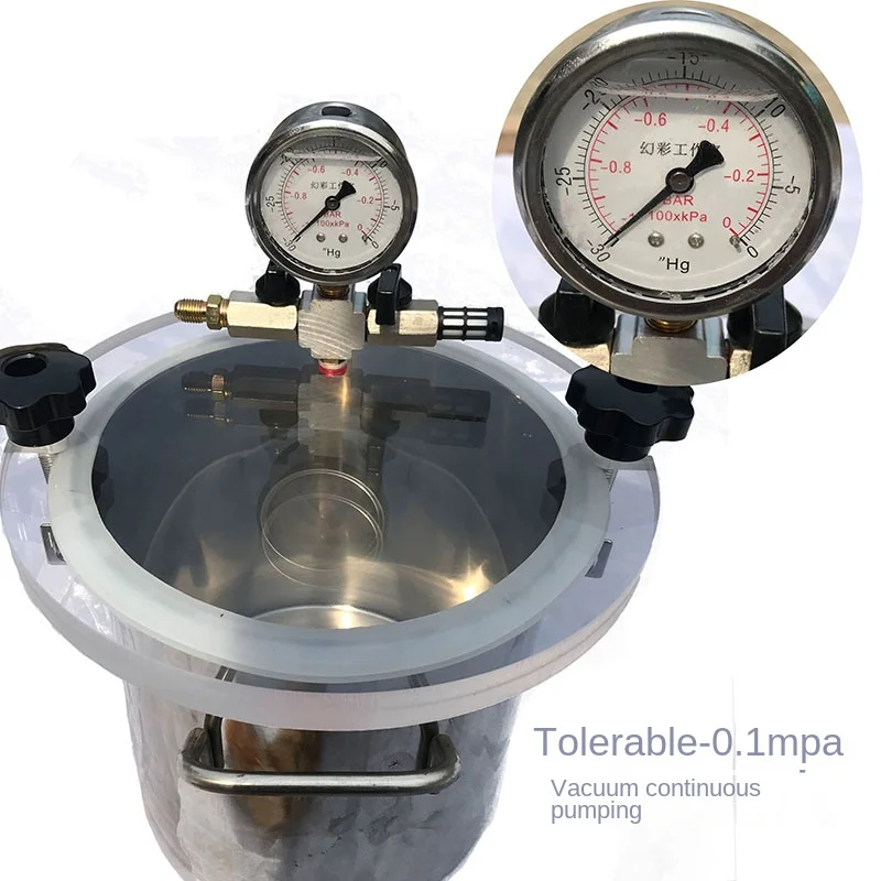 Imagem -02 - Tanque de Armazenamento a Vácuo de Experimental Desoxidação e Desespumação Barril Câmara de Secagem a Vácuo 20x20cm 5l Novo Aço Inoxidável