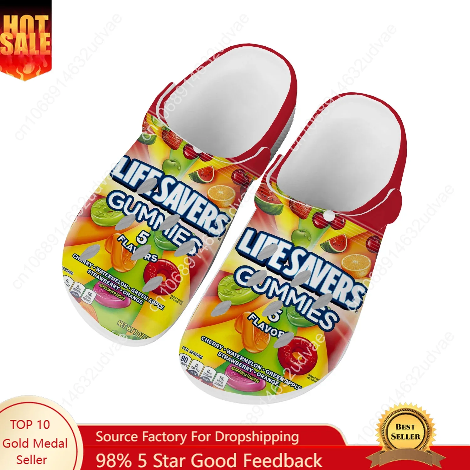 

JOLLY Candy Water Shoes Men Women Teenager Comfortable Fashion Home Garden Clogs Custom Sandals Beach Breathable Hole Slippers