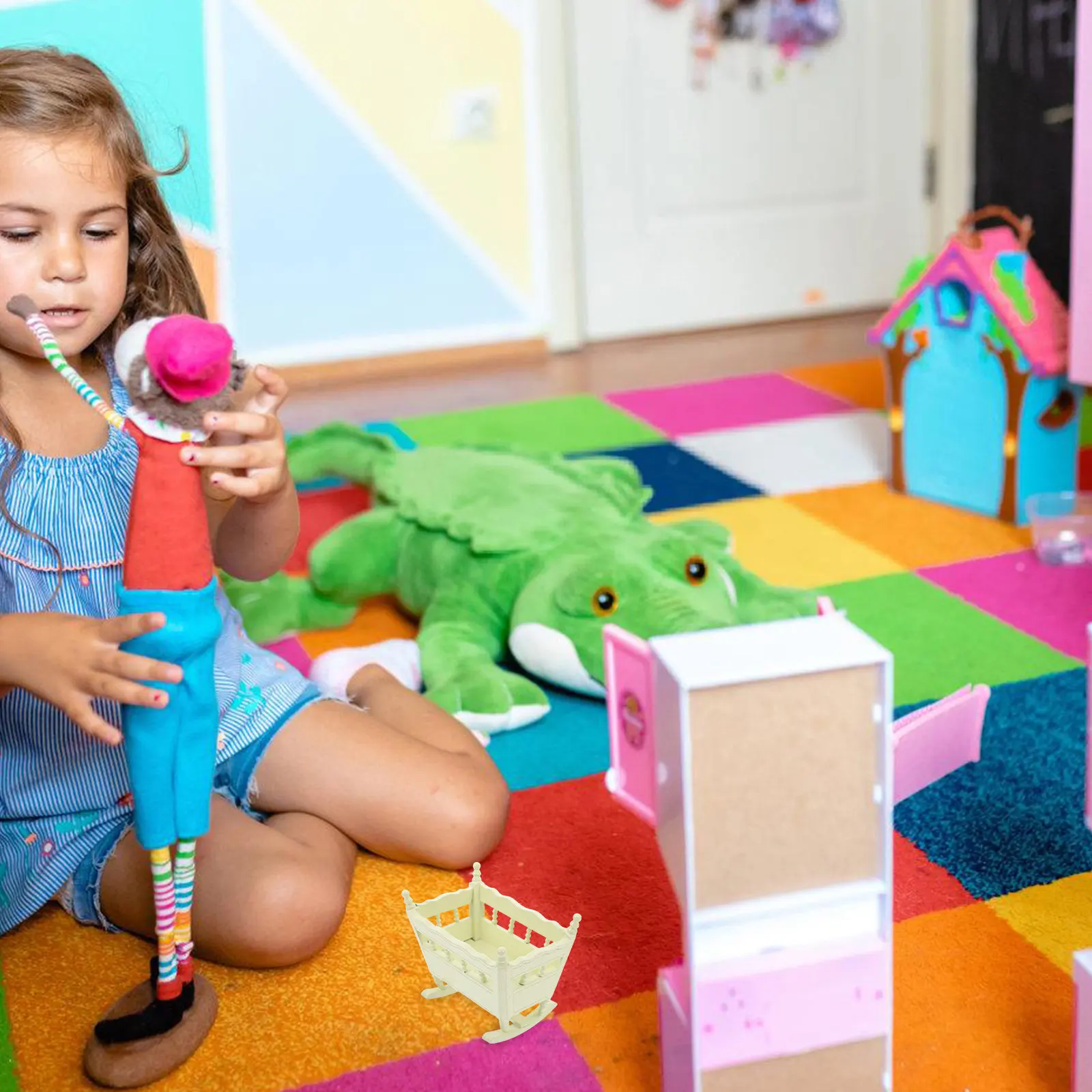 

Wooden Miniature Bed 1:12 Scale For Dolly House Mini Furniture Decor Lightweight Durable Mini House Accessory Miniature Bed