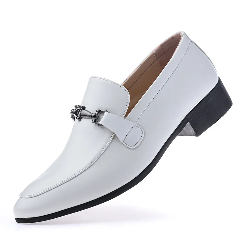 white christmas dresses Men's White Plain Toe Slip On Loafer Dress Shoes – Classic Formal  Lightweight Shoes for Wedding, Party and Business Wear main image 1