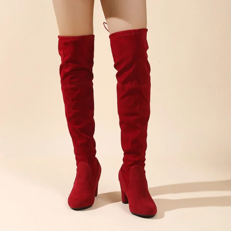 Modische Neue Elegante/sexy Overknee-Damenstiefel, Winter-Bestseller, Bequeme Spitze High-Heel Ritterstiefel – Detail 8