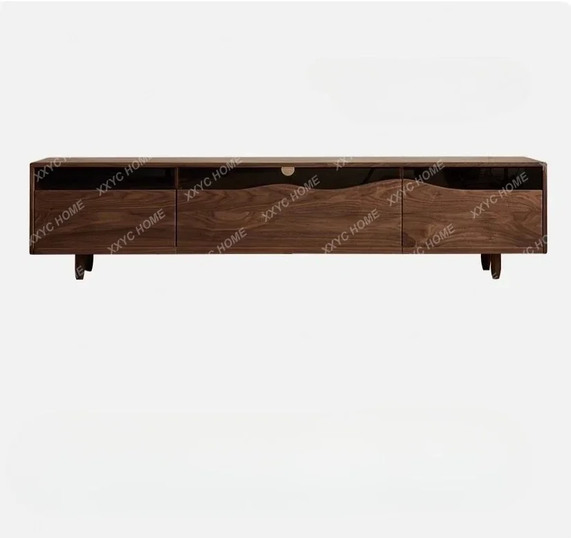 North American black walnut TV cabinet retro style household small apartment living room solid wood new audio-visual cabinet