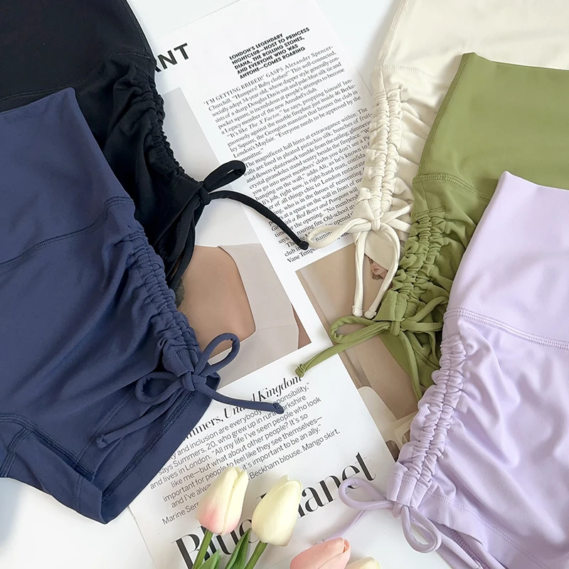 

NUF High Waisted Sexy Fitness Shorts Drawstring Straps Quick Drying Running Shorts For Women Peach Buttocks Sports Hot Pants