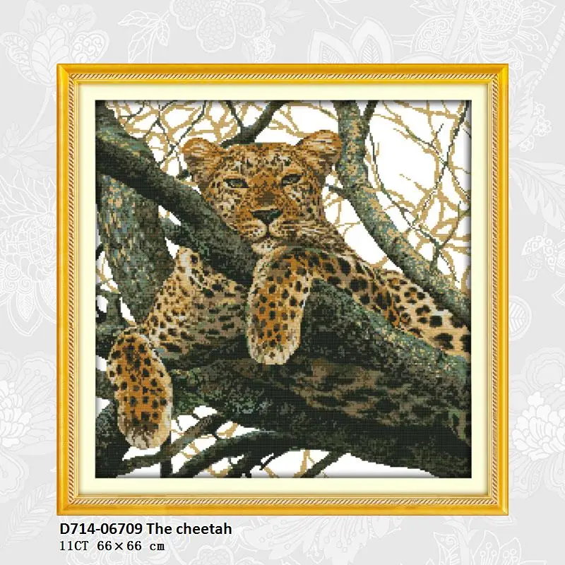 

Joy Sunday The Cheetah Counted Cross Stitch Printed Cross Stitch DIY Cross Stitch Kit Embroidery For Home Wall Decor Needlework