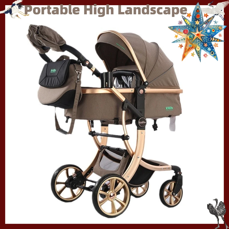 Kidilo G600 High Landscape Baby Stroller Portable Sit Lie Infant Walking Lightweight Travel Pushchair