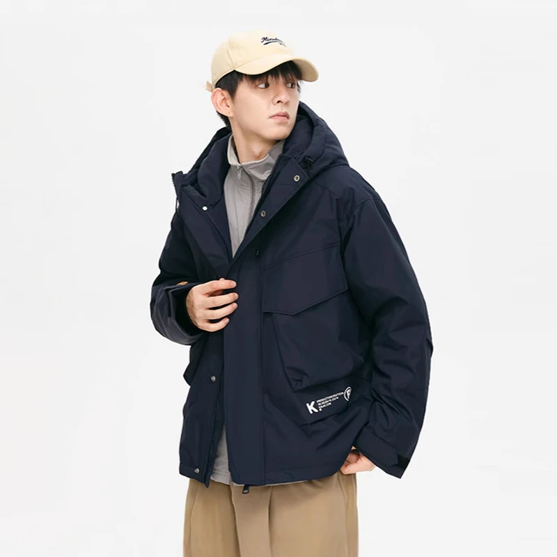 Men's Down Jackets 2024 Winter White Duck Down Jacket Windbreaker Warm Cargo Coat Thick Hip Hop Streetwear