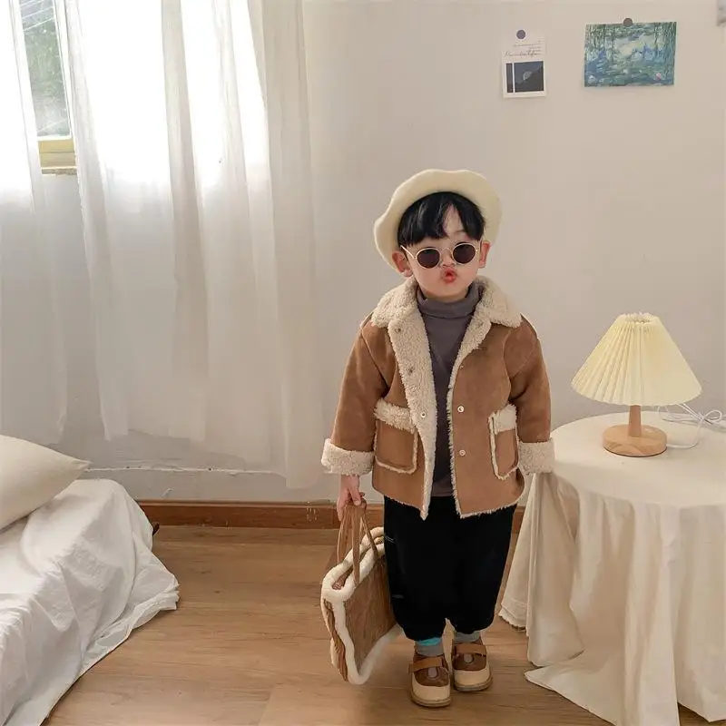 Faux Fur Kids Winter Jacket Lamb Wool Thicken Children Outerwear Coats for Girls Boys Parkas Fashion Autumn Baby Top Clothes