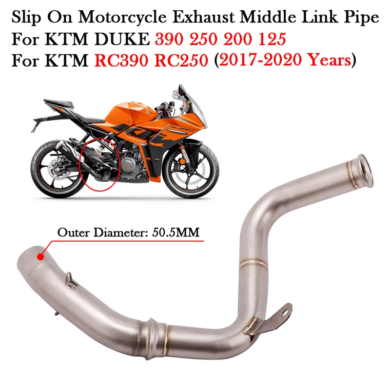 Für KTM DUKE 390 250 200 125 RC390 RC250 2017 2018 2019 2020 Motorrad 51MM Auspuff-Mittelrohr Escape Moto Modifizierter Schalldämpfer