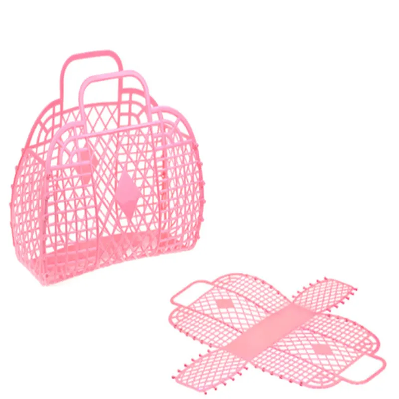 

Foldable Plastic Shopping Basket, Portable Hand, Kitchen Storage, Fruit and Vegetable, 2021 Newest