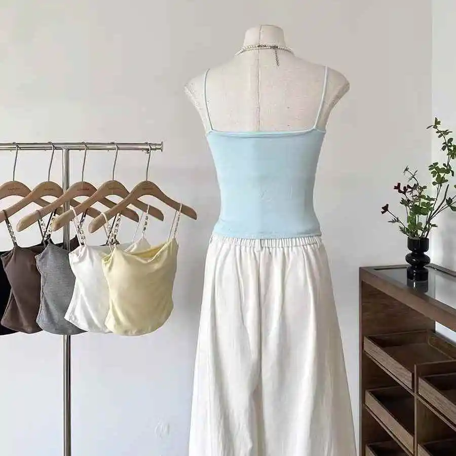 Summer New Pure Desire Sexy Girl Sexy Strap Vest Women Inner Wear Outer Wear Beautiful Back Bra Integrated with Chest Pad