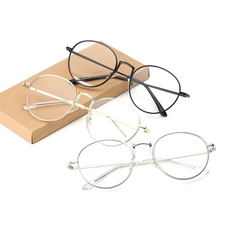 إطار نظارات بيضاوية عتيقة أدبية للرجال والنساء ، نظارات مرآة مسطحة بسلك ذهبي كبير ، إصدار عصري #6