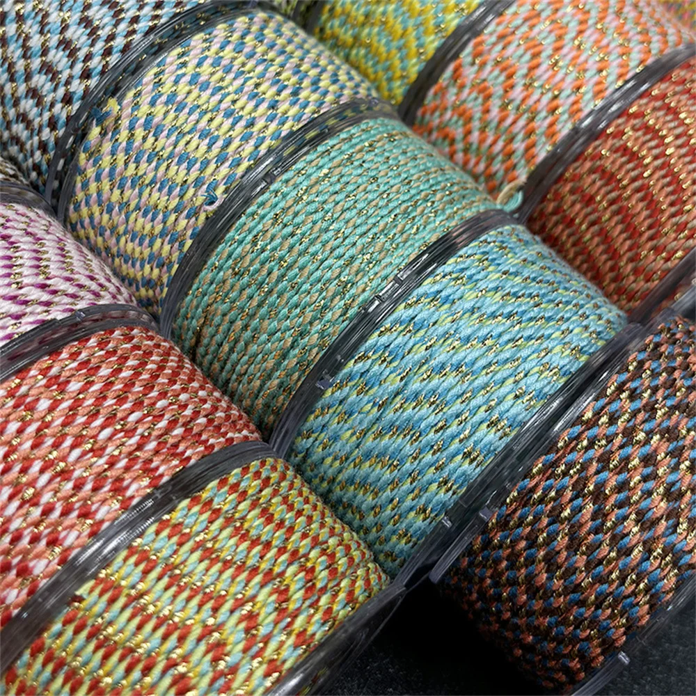 16M/roll 2mm Gold Color Tibetan Style Cotton Cord Rope Handmade Twine Thread String Crafts DIY Necklace Bracelet Jewelry Decor