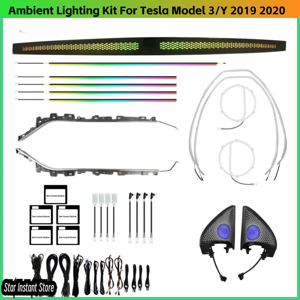 

64 Colors ing for Tesla Model 3/Y 2019 2020 Interior Light DashBoard L Trim Speaker Cover