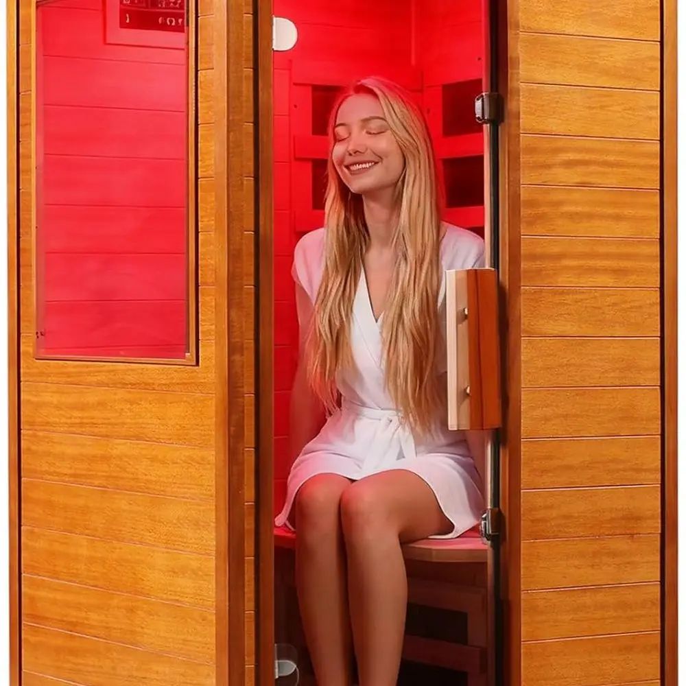 

Индивидуальная инфракрасная сауна с низким ЭМП, 1120 Вт, 110 В, сауна дальнего инфракрасного диапазона с терапией красного света, сухая тепловая сауна из углеродного волокна на 1 человека.