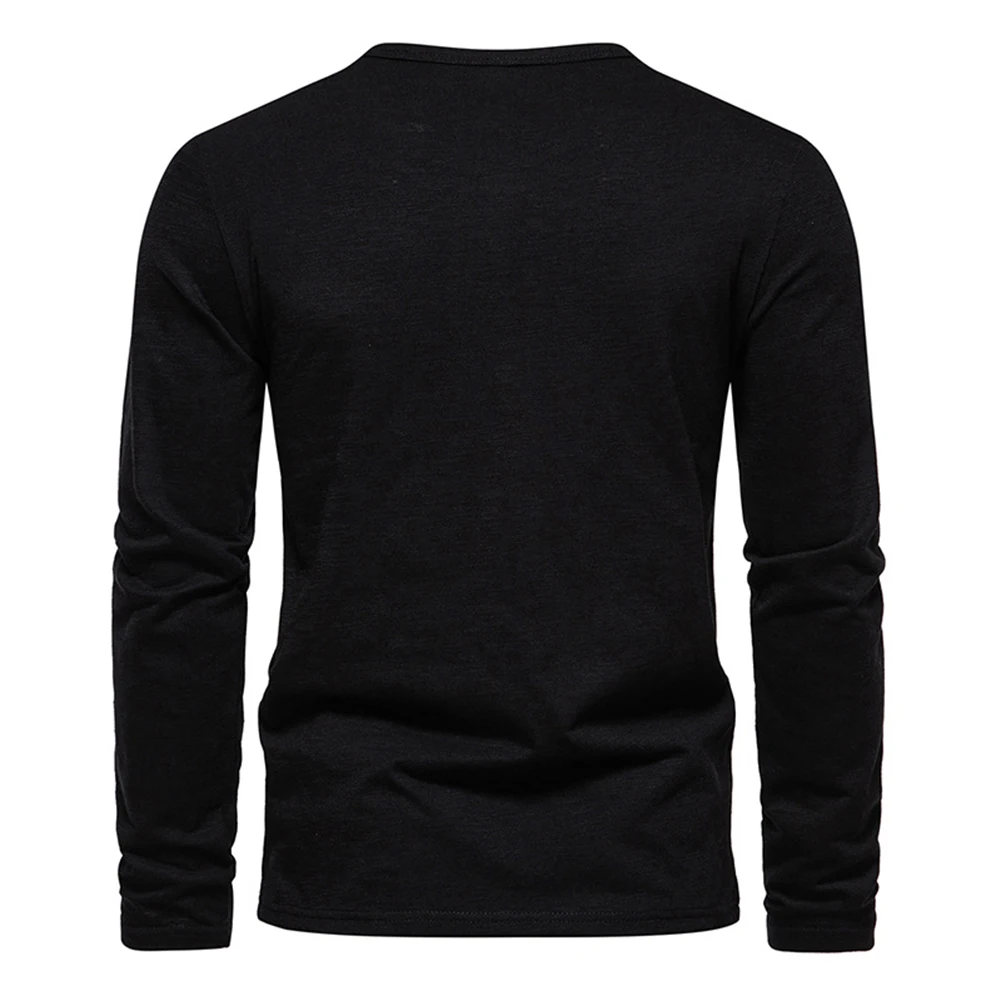 Fashionable Henley Grandad V Neck Tshirt for Men  Casual Solid Color Long Sleeve Tee Shirt Top  White/Black/Red/Khaki/Army Green