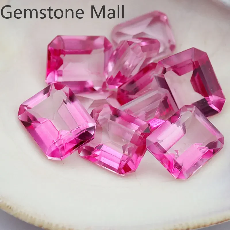 

Wholesale Price VVS Grade Pink Topaz Loose Gemstone 4mm*6mm To 9mm*11mm Emerald Cut Natural Topaz for Jewelry DIY