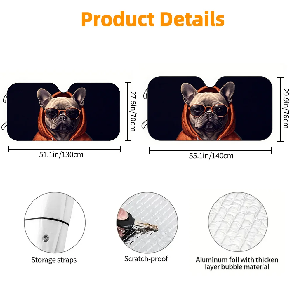 1pc Car Sun Visor, Orange Clothes French Bucket Car Sun Visor, Car Sun Visor, Suitable For General Purpose Models, Cars, SUV Dec