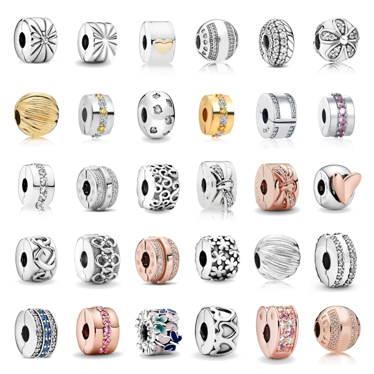 2025 New 925 silver snowflake butterfly leaf heart-shaped positioning clip Fit European original bracelets DIY exquisite jewelry