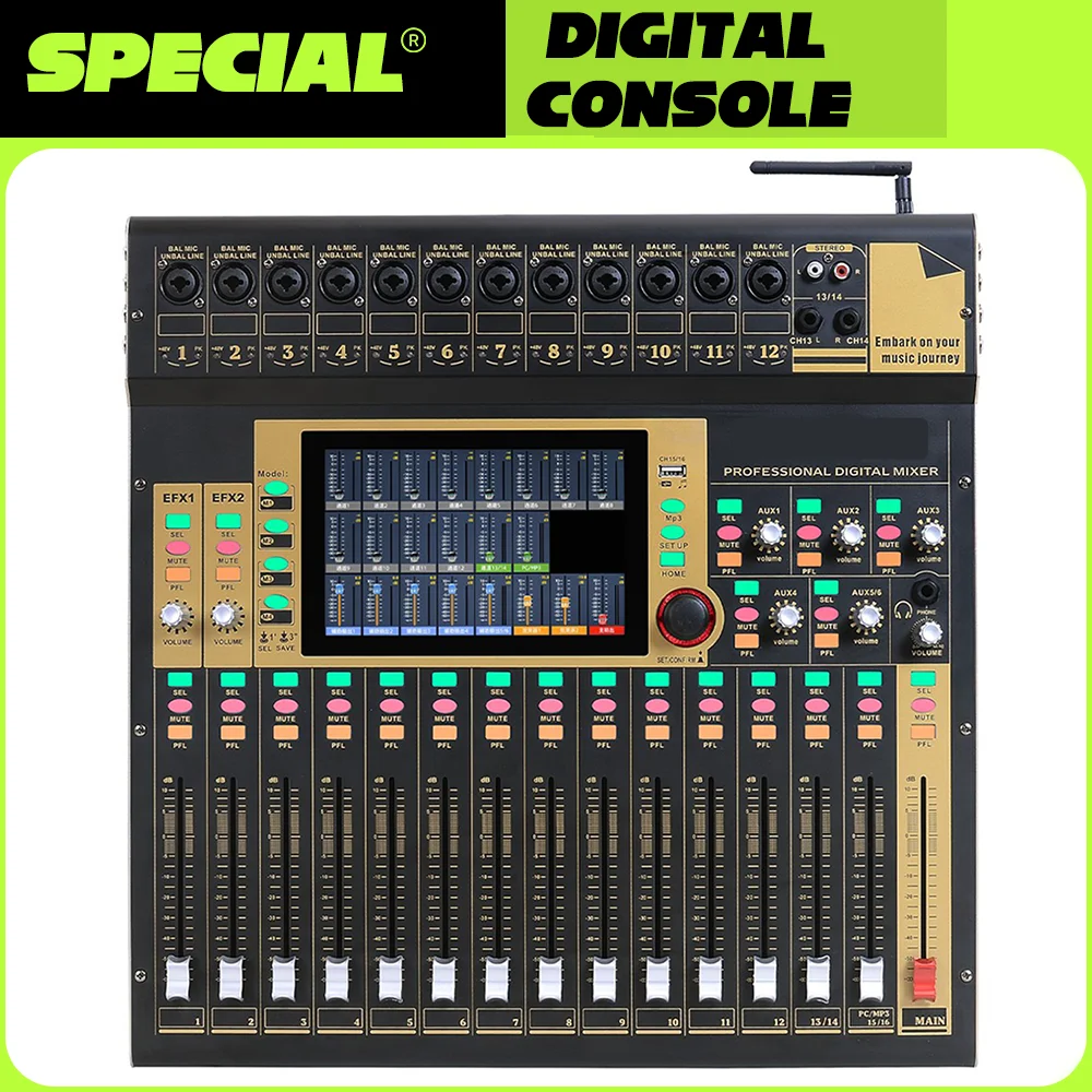 X16 Channels Audio Sound Mixer TITumnnl MG16 Mixing DJ Console USB with 48V Phantom Power 256 DSP Effects Sound Table for stage
