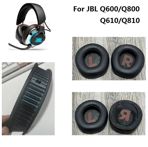 Almohadillas originales para auriculares inalámbricos JBL Quantum Q600/610/Q800/Q810, diadema de repuesto, orejeras de goma