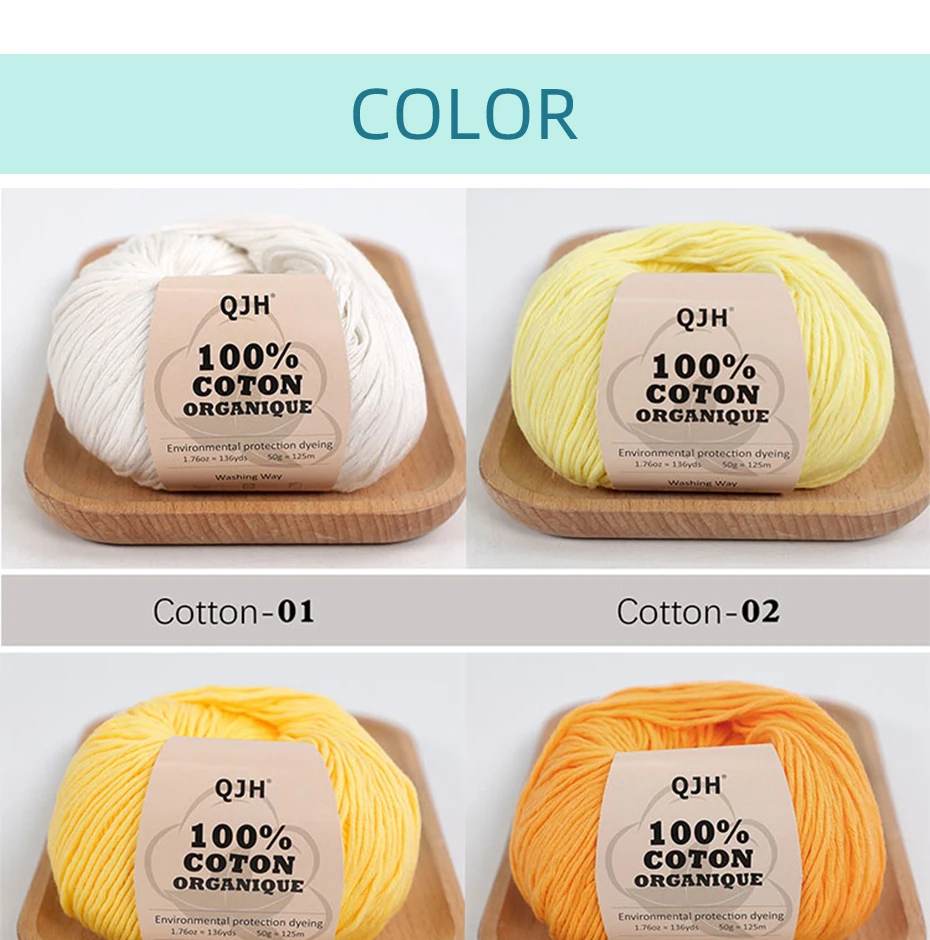 3 Stück 100% Bio-Baumwollgarn, maschinenwaschbar, für Erwachsene und Babys, für Pullover/Handschuhe/Schals/Mützen usw. 50 Gramm (1,76 Unzen) 125 Meter (136 Yards) – Detail 15