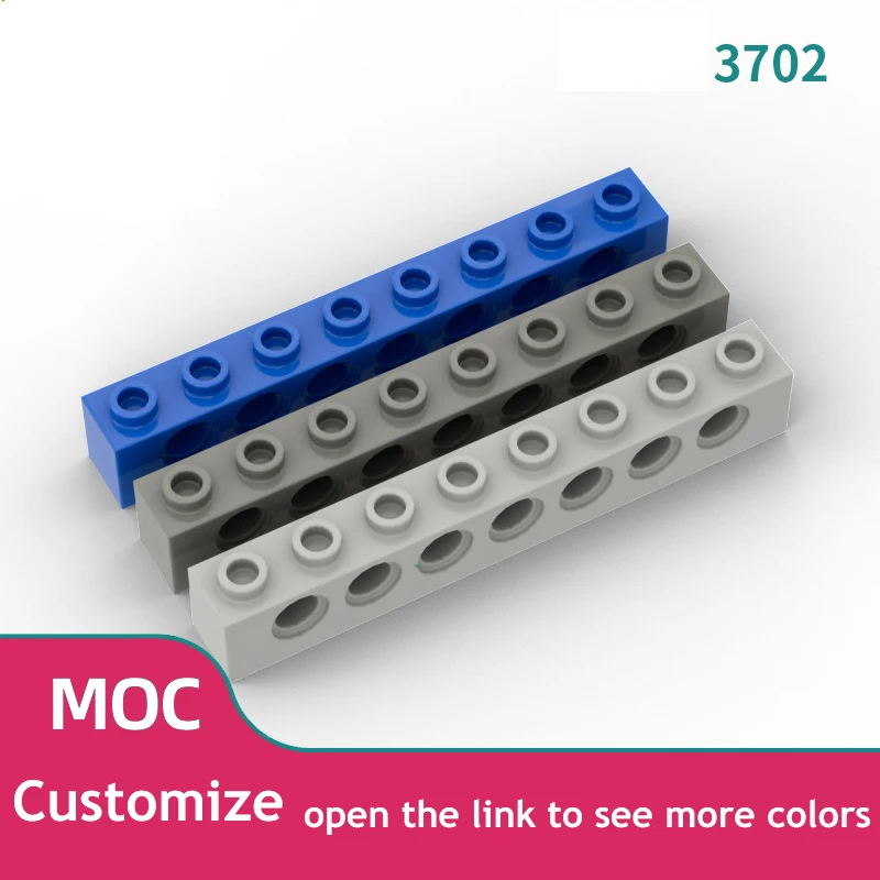 50PCS 3702 Technical Brick 1x8 with Holes Bricks Collections Bulk Modular GBC Toys For Technical MOC Buildings Blocks