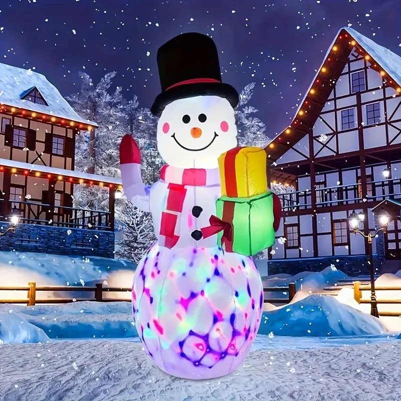 Boneco de neve inflável de Natal de 1,5 m, brinquedos infláveis, luzes LED, decorações de Natal para pátio externo, exibição festiva