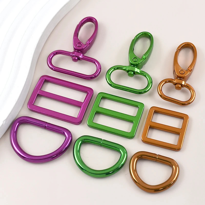 

2Sets 20-38mm D Ring Metal Buckles Pet Leash Lobster Clasp Hardware Accessories for Handbags Webbing Strap Tri-Glide Slider Hook