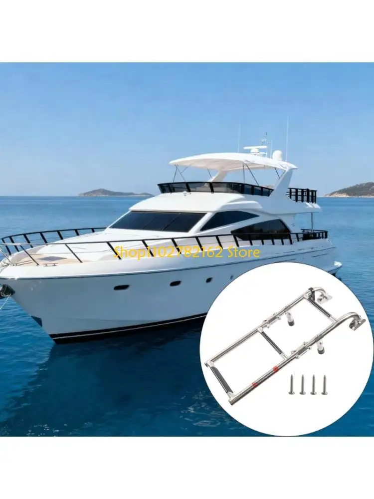 

Нержавеющая сталь 547B, 2 + 1 ступенька, складная лестница, посадочная лестница с ручкой для морской лодки, яхты, рыболовного