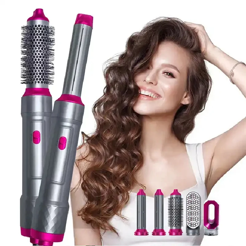 Sèche-cheveux électrique 5 en 1 avec diffuseur, brosse à air chaud multifonctionnelle, bigoudis, peigne à air chaud, invité professionnel