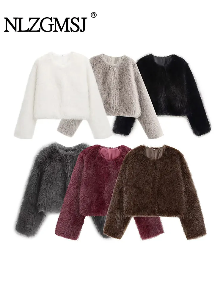 

Nlzgmsj Luxury Fluffy Faux Fur Coats Women Winter Lapel Casual Overcoats Thick Warm Long Coat Female Fashion Outerwear