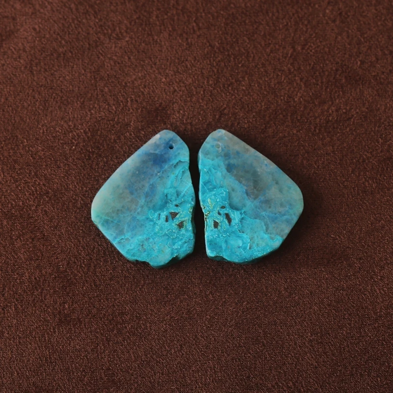 

Natural Chrysocolla Stone Front Drilled Nugget Shape Earring Beads DIY Jewelry Making Accessory for Women Ideal Gift