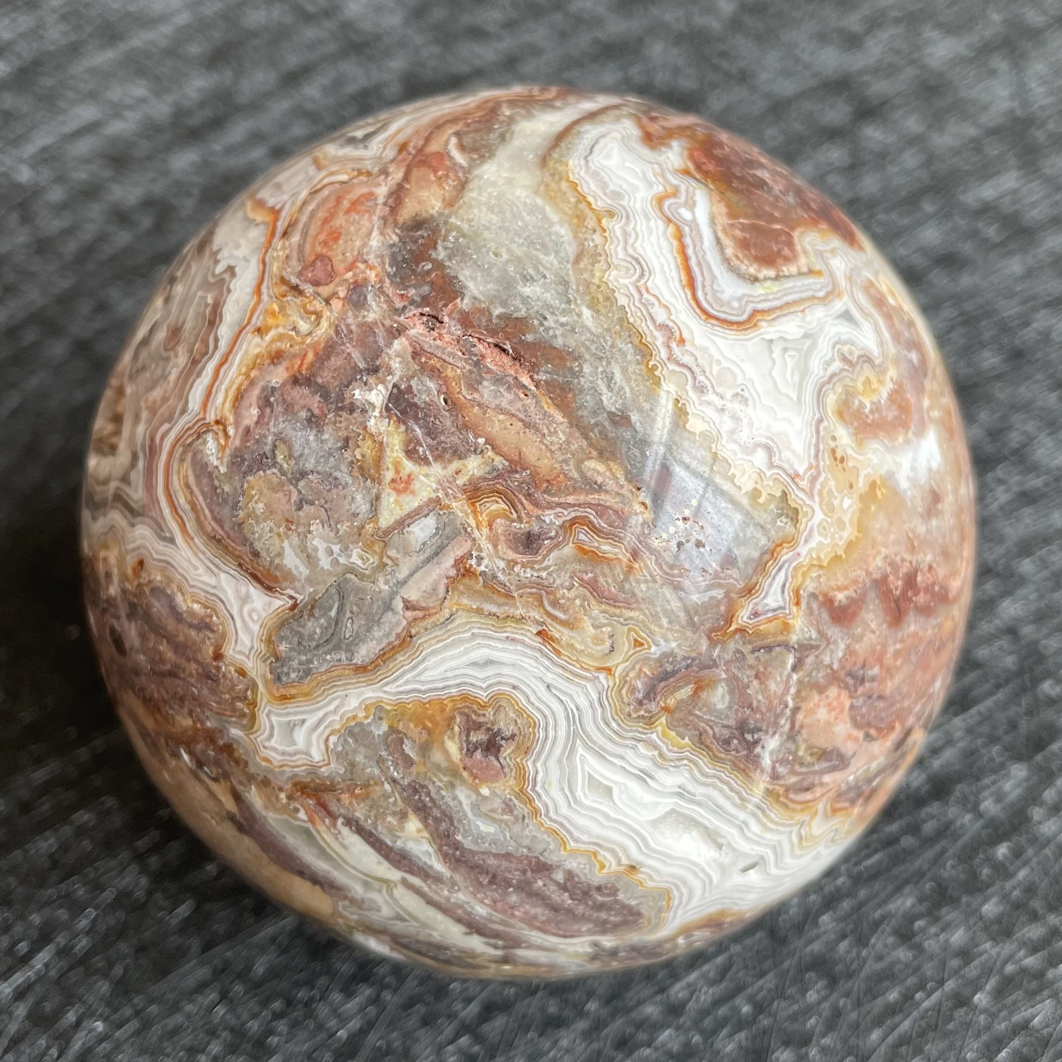 592g Natural Stone Mexico Agate Crystal Ball Quartz Sphere Carnelian Polished Rock Decor Healing L83