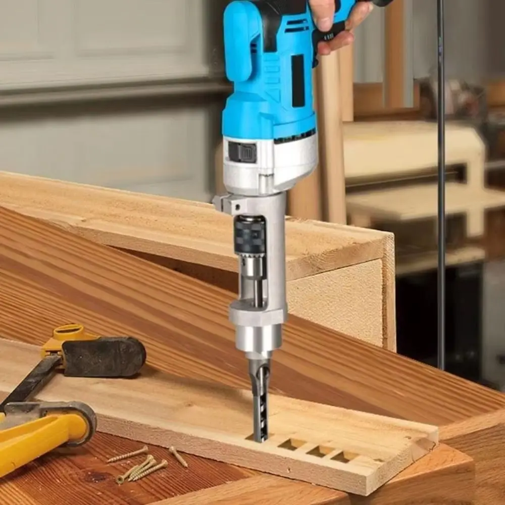Mortising Square Hole Drill Bit Adapter Hole Opener Easy Installation Drill Bit Fixing Bracket Wear-resistant Sturdy