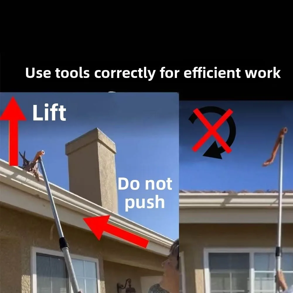 Long Handle Pipe Cleaners Tool Abrasion Resistance Thicken Gutter Cleaning Tool Ergonomic Easy to Use Roofing Leaf Shove